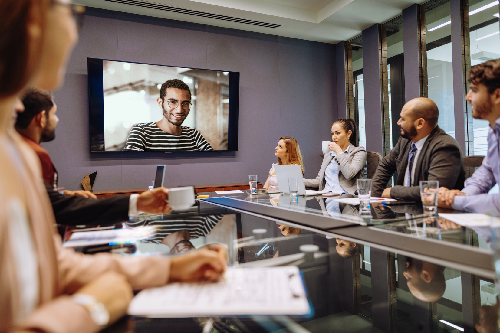 Global communications and video conferencing - Business meeting with remote partners